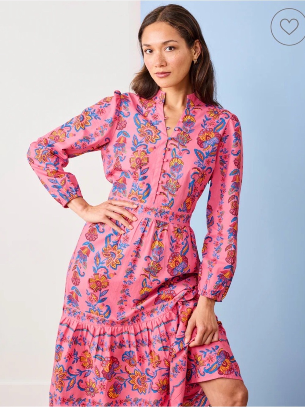 Printfresh Pink Floral Maxi Dress with Folklore Motif - Picture 3 of 12